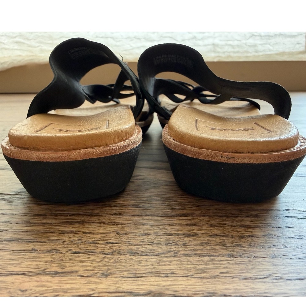 Teva Elzada Slide Lea Black Leather Strappy Sandals 1020306 Womens 7.5 - Picture 9 of 13